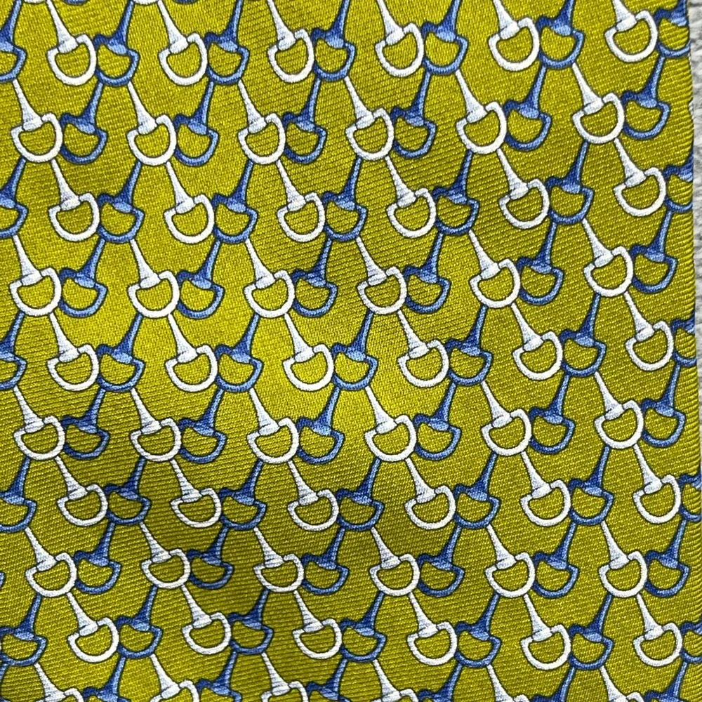 Brooks Brothers Necktie Mens OS Green Horsebit Print Pure Silk Made in USA